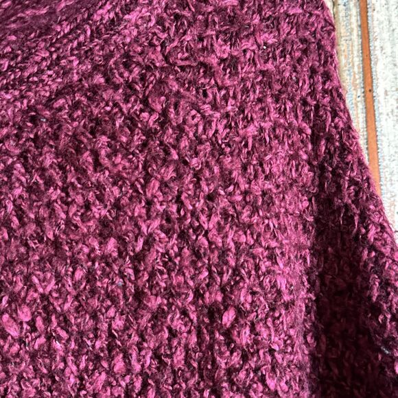 Olivia Sky Raspberry L  Women’s 3/4 Sleeve Cardigan Style Chunky Knit Sweater - Picture 6 of 10